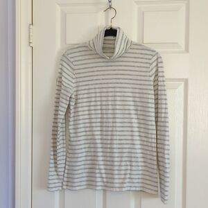 Lands End Cotton Blend Striped Turtleneck Top